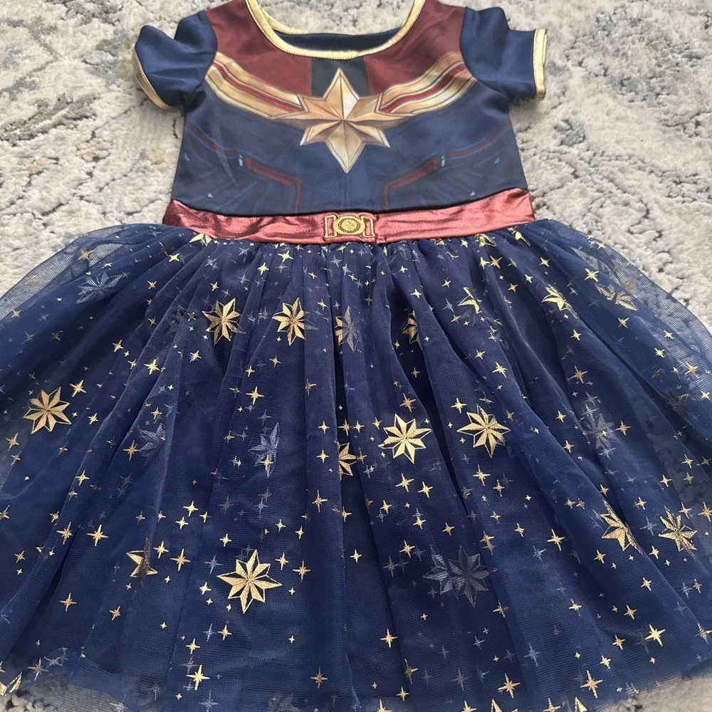 WONDER WOMAN Girls Kid Costume Gold Top Blue Tulle Skirt Size XS 4-5